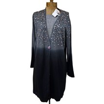 Chicos Cardigan Womens Size 3 Large Black Dip Dye Glam LS Sweater Sequin... - £57.44 GBP