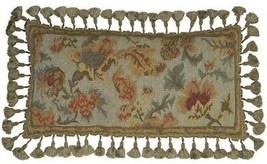 Aubusson Throw Pillow 12 X 24 Floral Flourishes Yellow,White Handwoven Wool - £232.43 GBP