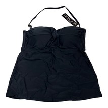 Catalina Womens XL Tankini Swimsuit Top Black Twist Front Bandeau - $19.21