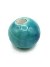 1Pc 30mm Blue Artisan Ceramic Macrame Beads 7mm Large Hole, Clay Jewelry... - £6.18 GBP