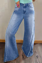 Beau Blue Vintage Stitching Raw Hem Flared Jeans - $45.00