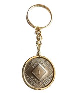 NA Medallion Holder Keychain 18k Gold Plated Narcotics Anonymous Key Chain - £10.16 GBP