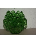 Vintage 3pc 4.5&quot; ruffled green glass nesting dishes nut candy bowls set ~F - $20.58 CAD