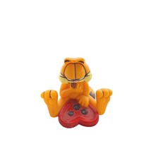 Vintage Garfield Valentines Eating Chocolate Red Heart Figurine Paws 1.5&quot; - $14.55