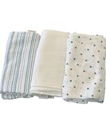Aden + Anais Cotton Muslin Swaddle Blankets Set Of 3 Dotted Striped Whit... - €28,85 EUR