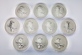 Lot of 10 2005 Australian $1 Silver 1oz Kookaburra (BU Condition) in Cap... - $686.07