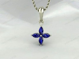 Sapphire Marquise Gemstone 925 Silver Handmade Birthday Gift Pendant Jew... - $58.69 CAD+