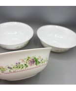 Set Of 3 Vintage Arcopal France Floral White Milk Glass Bowls - $331.82 MXN