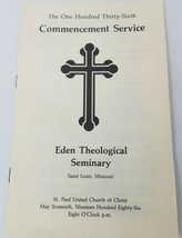 Eden Theological Seminary Commencement Service Program 136th 1986 Vintage  - £11.16 GBP