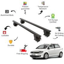 Bare Roof Rack Cross Bars Set for VOLKSWAGEN Golf V 1K Plus 5 Door 03-08 Black - $188.00