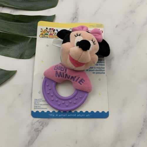 Vintage Evenflo Disney Baby Minnie Mouse Plush Rattle Teether New Purple 90s Kid - $16.82