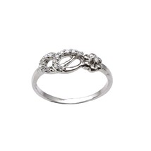 Real solid 925 Sterling Cute Silver CZ Women finger ring - £14.42 GBP