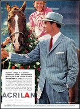 1950s Acrilan &quot;Mavest Sports Coat&quot; PRINT AD Horse &amp; Jockey BX3 - $121.83 MXN
