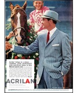 1950s Acrilan &quot;Mavest Sports Coat&quot; PRINT AD Horse &amp; Jockey BX3 - $121.83 MXN