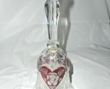 Enesco West Germany Lead Crystal Bell Red Etched Hearts Floral Long Hand... - $19.79