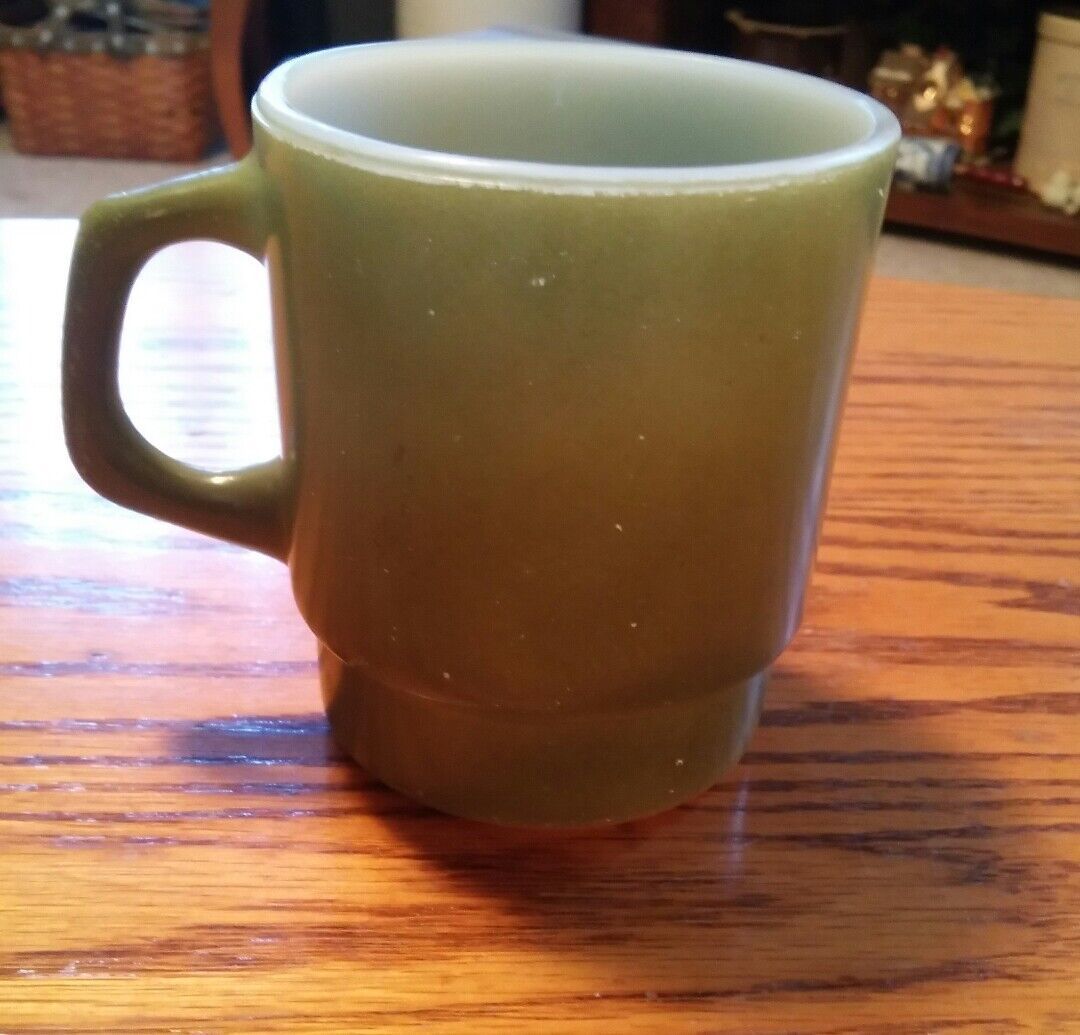000 Vintage Green Fire King Ware Anchor Hocking Coffee Tea Mug - $9.99
