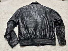Disney World L Leather Jacket 30th Anniversary Zip Out Vest Magic Kingdom Flaw* - £106.68 GBP