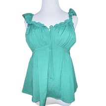 Heatherly Sleeveless Ruby Top Blouse Teal Green Ruffle Smocked Small Fro... - $293.13 MXN