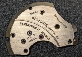 Belforte Watch Co. 17 Jewel Watch Movement Train Bridge - Cal. 11A3 - $210.39 MXN