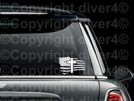 Distressed Flag with Cross Decal Bumper Sticker US Seller USA Christian - $6.72+