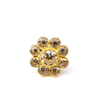 Real Gold Daisy Nose stud 14K White CZ Indian piercing nose ring Push Pin - £19.93 GBP+
