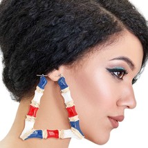 Red White Blue Trapezoid Bamboo Hoops - $39.49