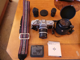 vintage Canon FT QL 35mm Camera w Hoya, Telesor Lenses, Strap; Cases, Fi... - $125.00