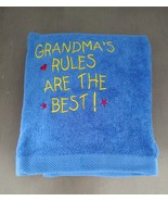 Grandma&#39;s Rules Are The Best Embroidered on Tri Fold Royal Blue Golf Towel - $242.91 MXN
