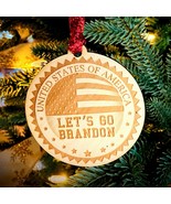 Let&#39;s Go Brandon Ornament - United States of America Flag Christmas Wooden - $12.75