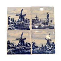 Vintage Lot 4 Delfts Blauw Hand Painted Wall Tile Made in Holland Windmi... - $921.24 MXN