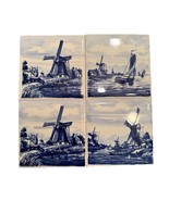 Vintage Lot 4 Delfts Blauw Hand Painted Wall Tile Made in Holland Windmi... - $920.34 MXN