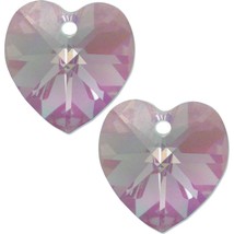 2 Lt Amethyst AB Swarovski Crystal Heart Pendant 10mm - £5.97 GBP