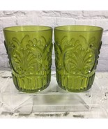 Le Cadeaux Fleur Tumbler Cups 4.5” Tall Green Embossed Vintage Rare Set ... - £23.43 GBP