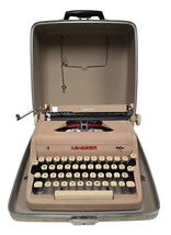 Vtg 50s Royal Quiet De Luxe Portable Typewriter Pink Sand w/ Beige Tweed... - $219.38