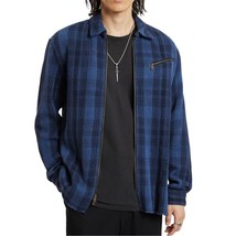 John Varvatos Collection Men&#39;s Robbins Yarn Dye Plaid Zip Up Overshirt Blue XL - £117.11 GBP