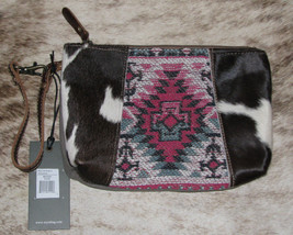 Myra Bag #6142 Mia Hairon, Canvas, Leather, Rug 10&quot;x7&quot; Pouch Cosmetic Cl... - $27.96