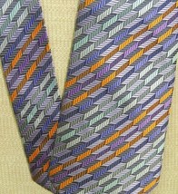 Giorgio Armani Italy Neck Tie/Necktie Silk Orange Purple Silver stripe 6... - £25.17 GBP