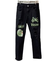 Shein Womens Jeans Size M 8- 10 Black Distressed Graffiti Skinny Denim G... - £15.90 GBP