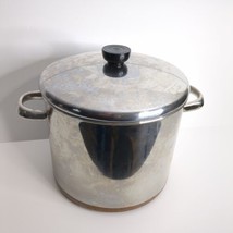 Vintage Revere Ware 8QT Stock Pot Copper Bottom Stainless Steel w Lid Indonesia - £18.97 GBP