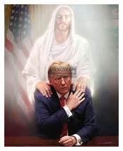 Jesus Hovering Over President Donald Trump Hands On Shoulders 8X10 Photo - £6.76 GBP
