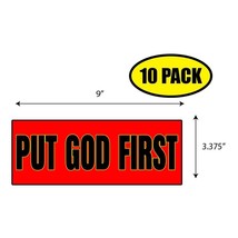 10 PACK 3.375&quot;x9&quot; Put God First Sticker Decal Humor Funny Gift BS0475 - £10.37 GBP