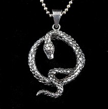 Handcrafted Solid 925 Sterling Silver Round Coiled SNAKE/PIT VIPER Pendant - £26.29 GBP