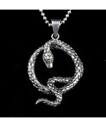 Handcrafted Solid 925 Sterling Silver Round Coiled SNAKE/PIT VIPER Pendant - £26.97 GBP