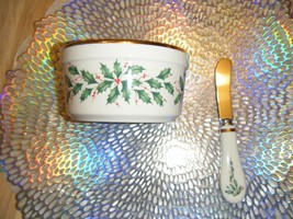 Lenox Holiday  Holly &amp; Berry Dip Bowl And Spreader  Excellent Condition - £21.70 GBP