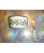 Lenox Holiday  Holly &amp; Berry Dip Bowl And Spreader  Excellent Condition - £21.18 GBP