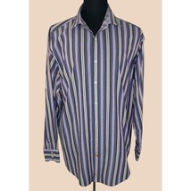 Thomas Dean  Long Sleeve Reverse Cuff Button Up Dress Shirt Men XXL Purp... - £14.60 GBP