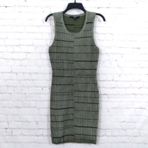 Guess Dress Womens Large Green Striped Sleeveless Scoop Bodycon Sweater Dress - £23.96 GBP