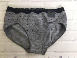 Metaphor Grey Black Polka Dot Lace Trim Brief Seamless Stretch Panty Womens Sz 5 - £7.19 GBP