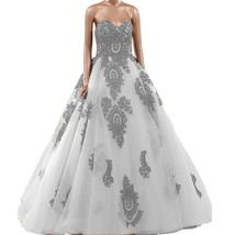 Kivary Gothic Black Lace Tulle Ball Gown Sweetheart Long Corset Prom Wedding Dre - £134.52 GBP