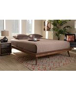 Hillary Walnut Brown Queen Size Platform Bed w/Angled Legs - €262,55 EUR